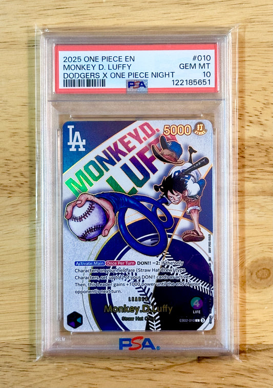 PSA 10 Monkey D. Luffy EB02-010 LA Dodgers Promo