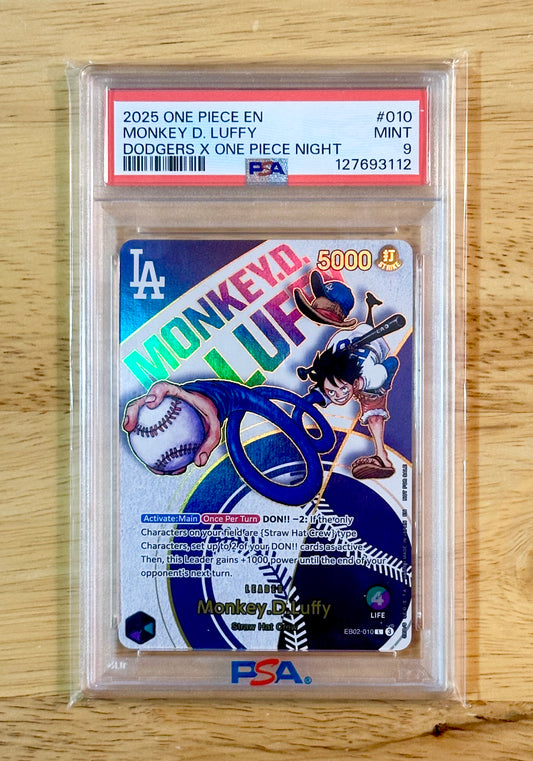 PSA 9 Monkey D. Luffy EB02-010 LA Dodgers Promo