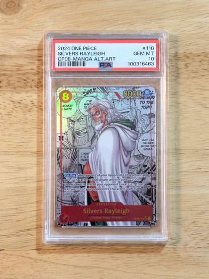 PSA 10 Silvers Rayleigh OP08-118 Manga Rare - Two Legends (OP08)